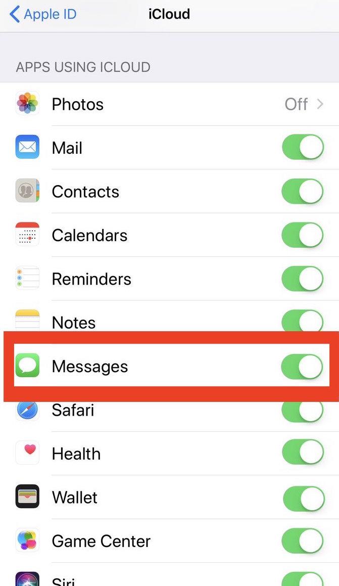 enable messages in icloud