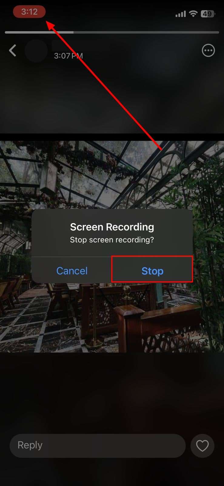 stop recording video status 