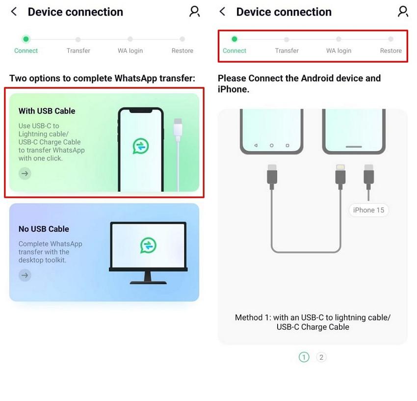 select device connection mobiletrans app