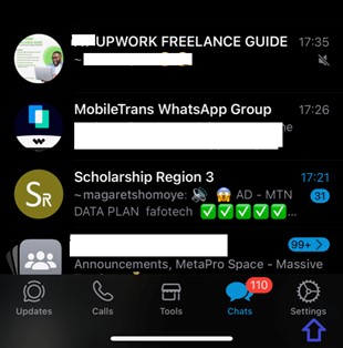 whatsapp settings icon on iphone