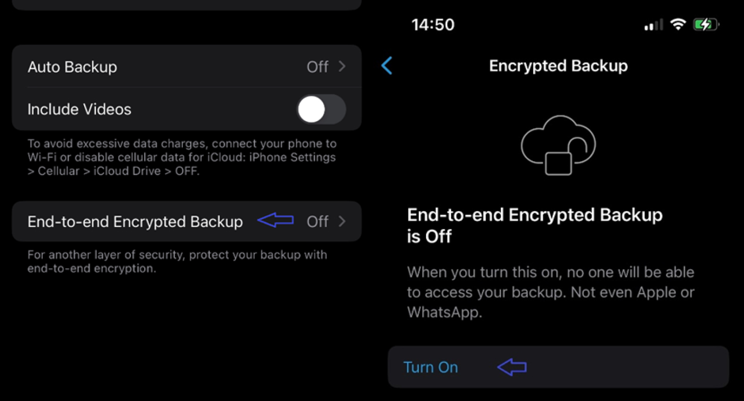 how to enable whatsapp encryption on iphone