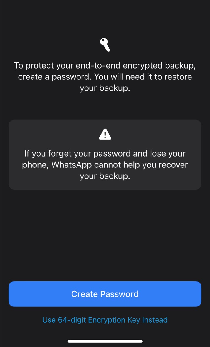 how to protect encrypted whatsapp backup on iphone