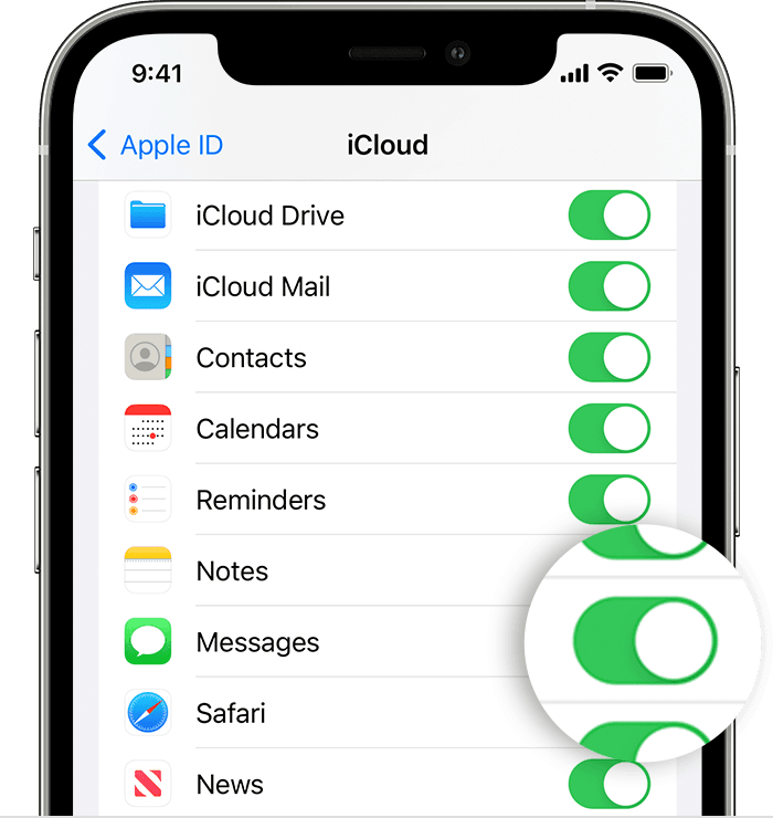 enable messages in icloud settings 