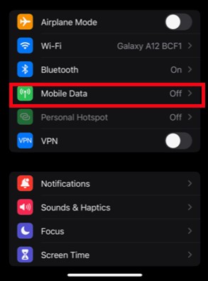 check out mobile data settings on iphone to resolve uploading to icloud paused issue