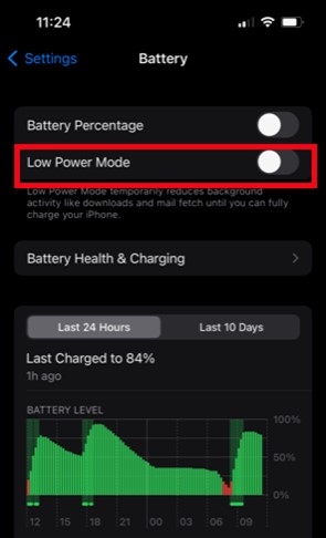 how to disable low power mode to fix icloud paused issue