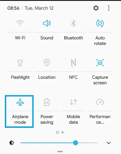 toggle airplane mode on the phone