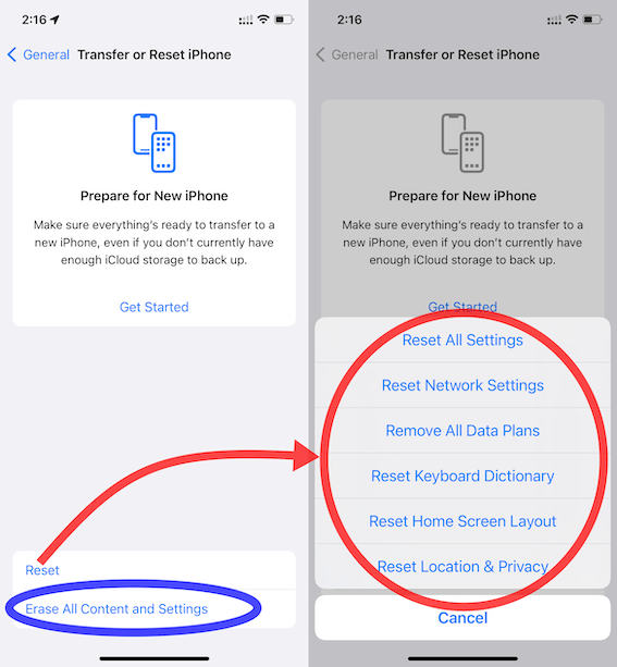 reset iphone settings 