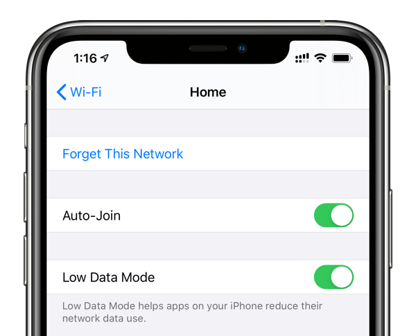 disable low data mode iphone
