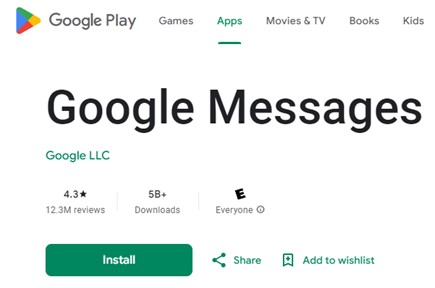 install google messages for web from google play store