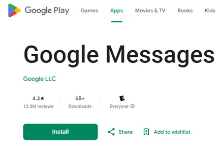 installer google messages pour le web depuis google play store