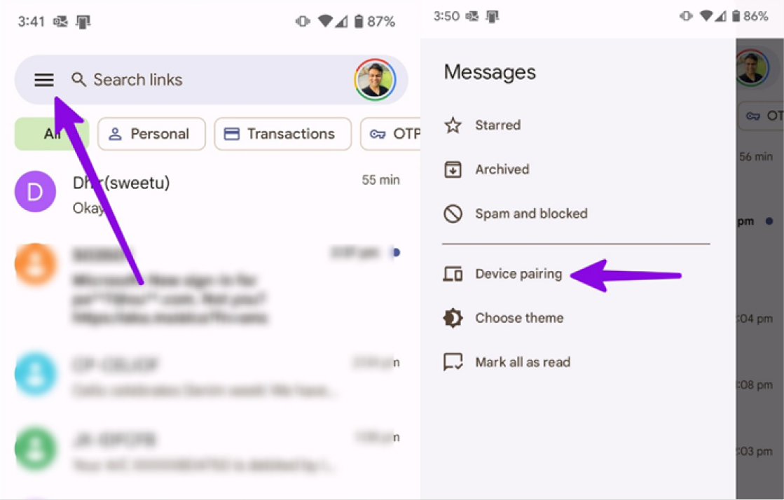 google message settings on android phone