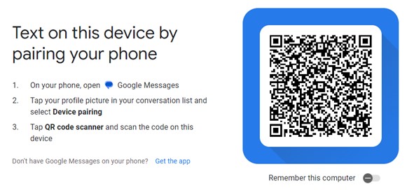 código qr do google mensagens