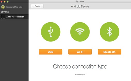 connect your android phone to mac via syncmate