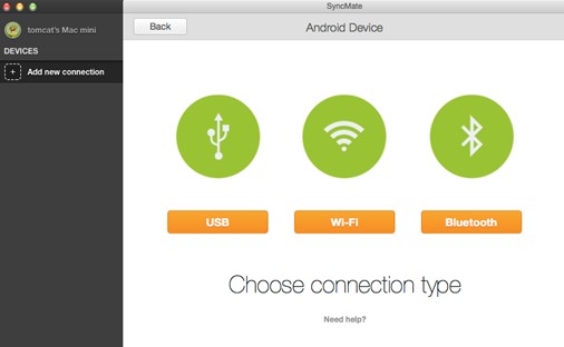 conecta tu teléfono Android a mac mediante syncmate