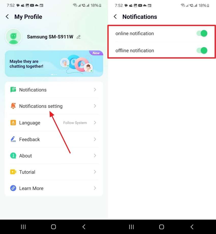 manage notification settings