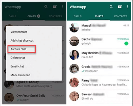 how to hide chats in whatsapp archive