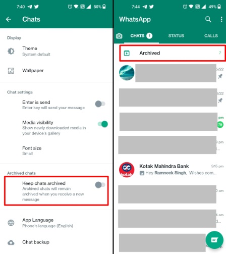 keep chats archived android 