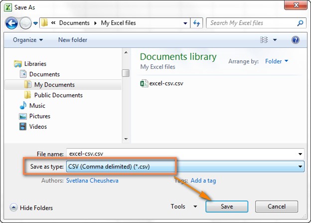 open an excel file and save it in a csv format