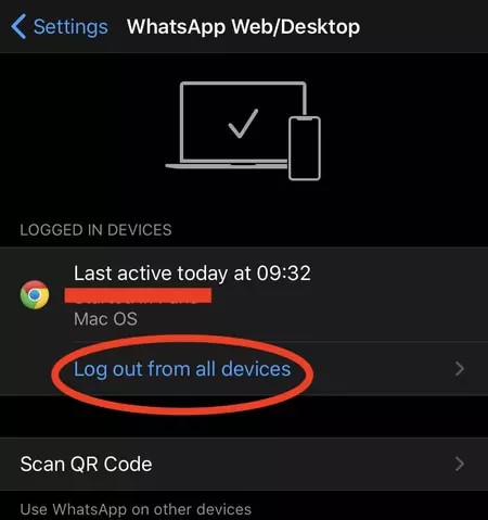 desconéctate de todos los dispositivos para evitar que vigilen tu whatsapp 