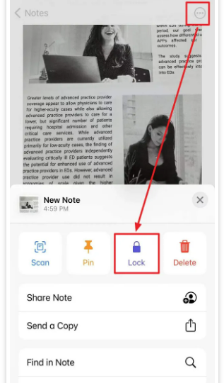 locking the photos using notes
