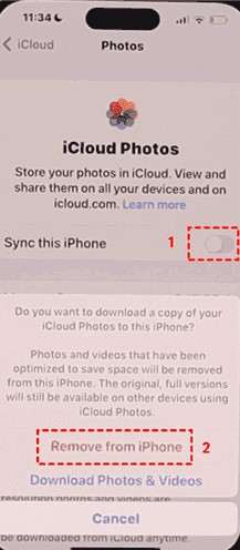 remove photos from iphone without affecting icloud