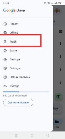 select the trash icon from the drop down menu