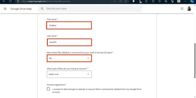 file a form to request google support to help you recover a deleted document