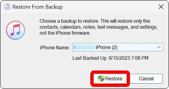 hit the restore button