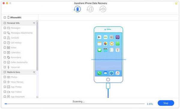 start scanning in iphone data recovery