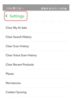 find settings in snapchat