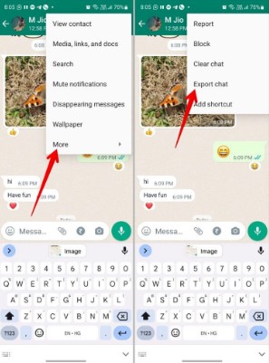 restore deleted gb whatsapp messages via the export chat feature