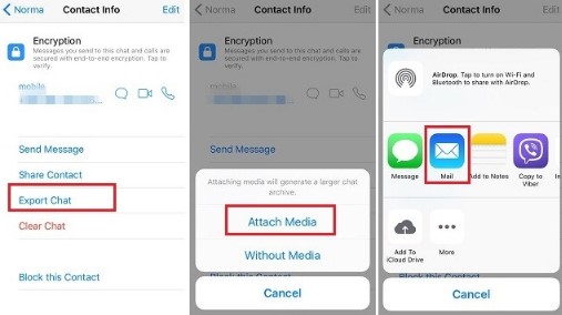 restore deleted whatsapp chats via the export chat feature on iphone