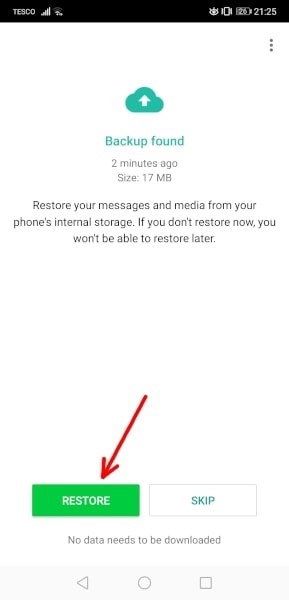 restore your local gbwhatsapp backup to recover deleted messages