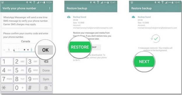 restore whatsapp business backup from google drive