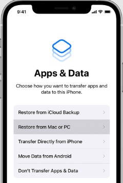 choose restore from mac or pc while you set up iphone