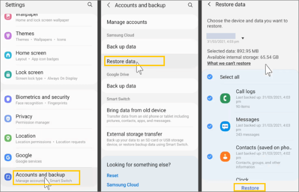 restore photos from samsung cloud