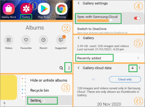 restore photos from samsung cloud using gallery