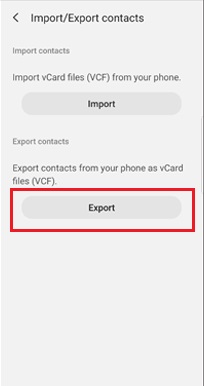 export option button