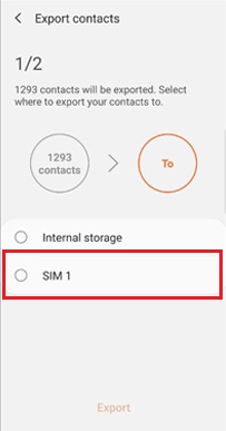 sim card destination option