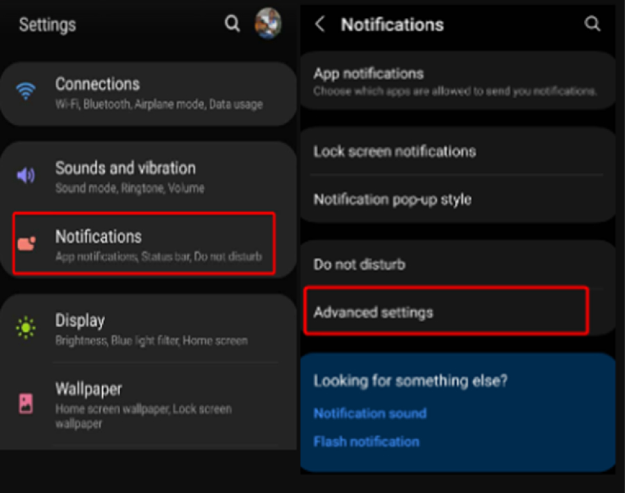open advanced settings under notifications on your android phone