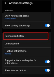 click on notification history and turn on the feature