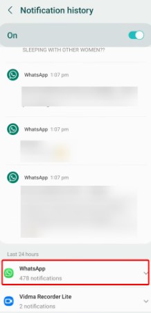 click the whatsapp business notifications to view all the deleted messages