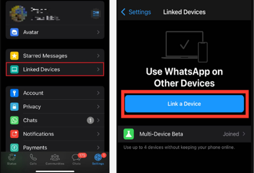 link a device on iphone to read others whatsapp chats