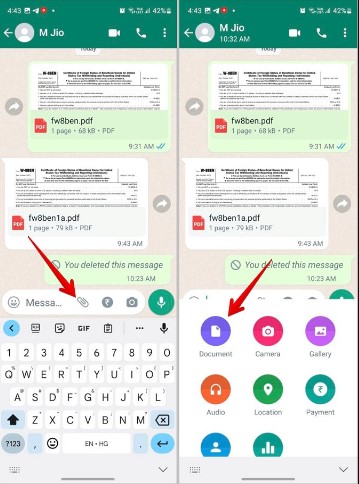 send a large video as a document on whatsapp