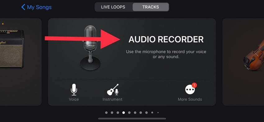 select audio recorder option