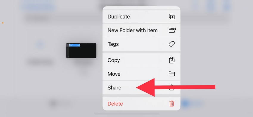 press the share option