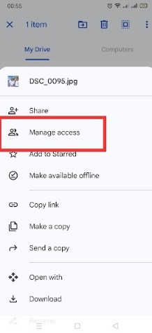 select and image and tap the more button the choose manage access