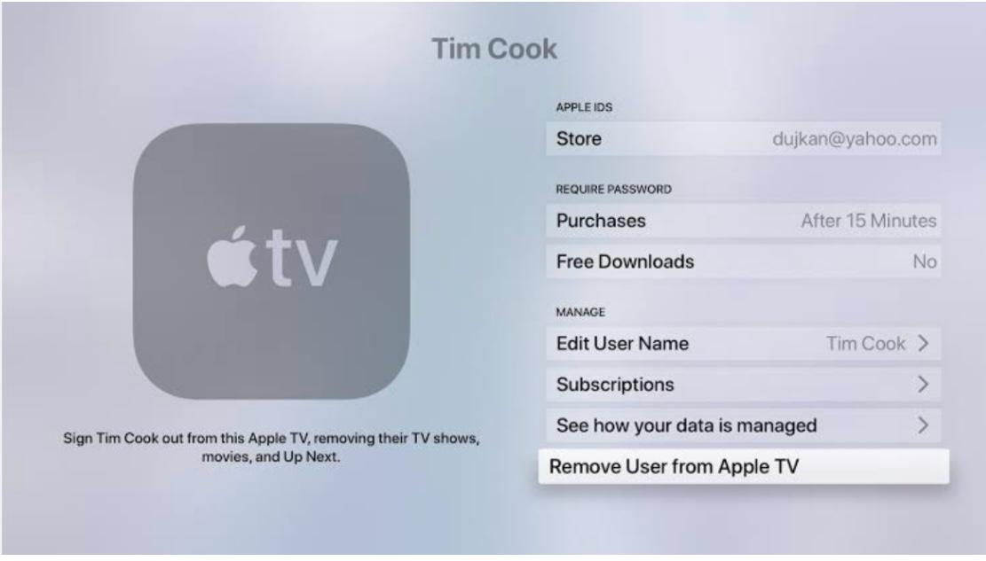 how to log out of icloud on apple tv