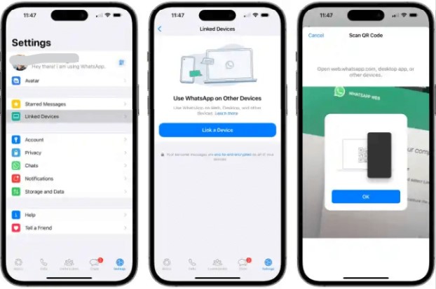 Imagen de un iphone para rastrear a través de whatsapp web