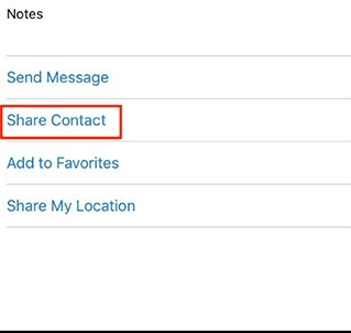 choosing share contact